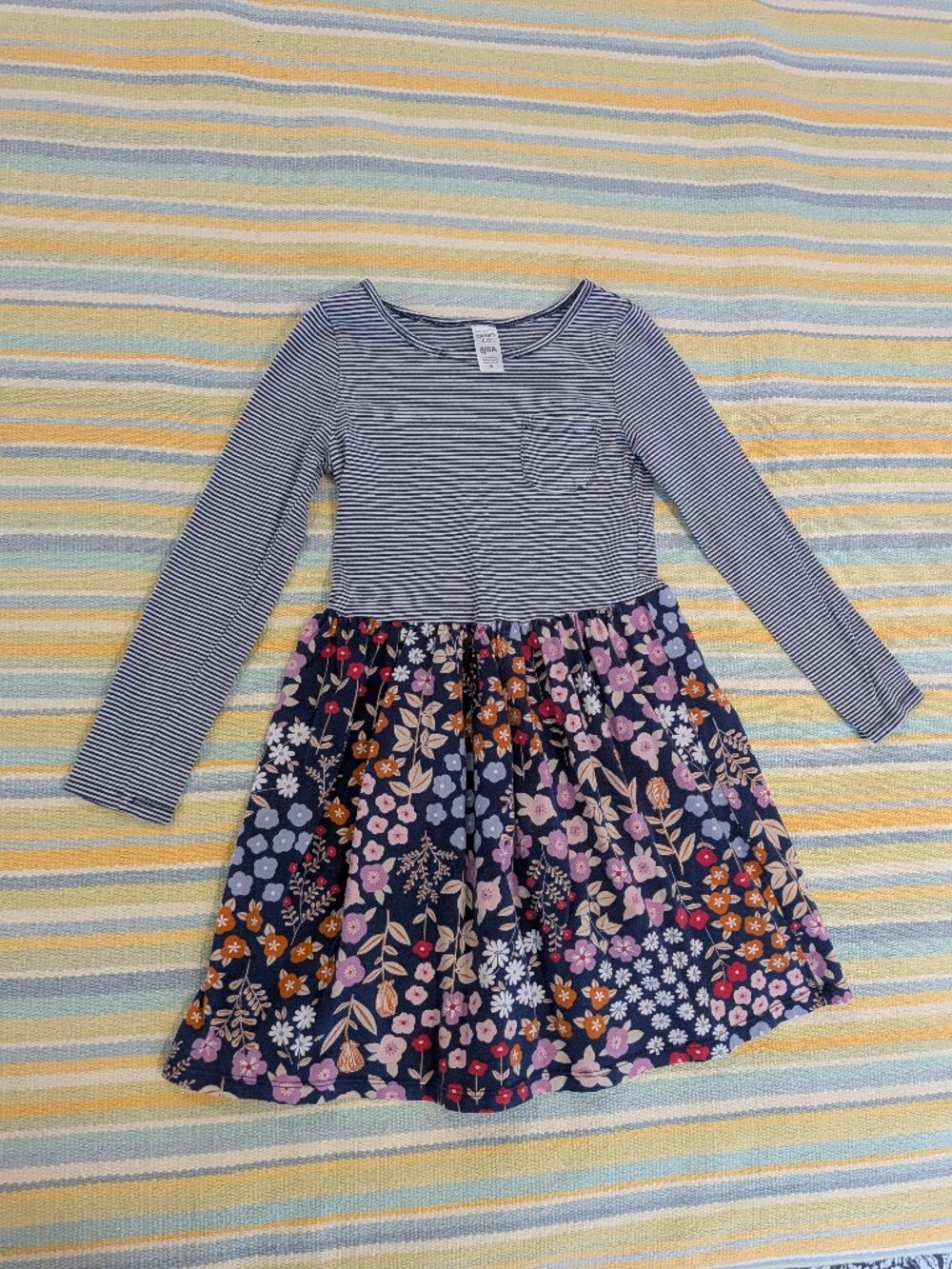 Carter's Striped and floral knit long sleeve dress size 8